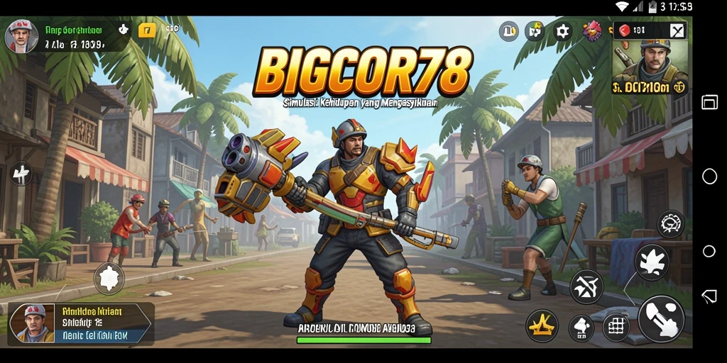 Screenshot gameplay BIGCOR78 yang menunjukkan interaksi karakter dalam simulasi.