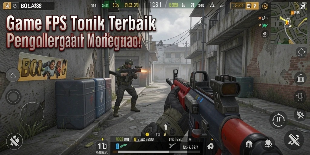 Screenshot BOLA88 menunjukkan aksi tembak-menembak yang mendebarkan dan atmosfer game FPS.