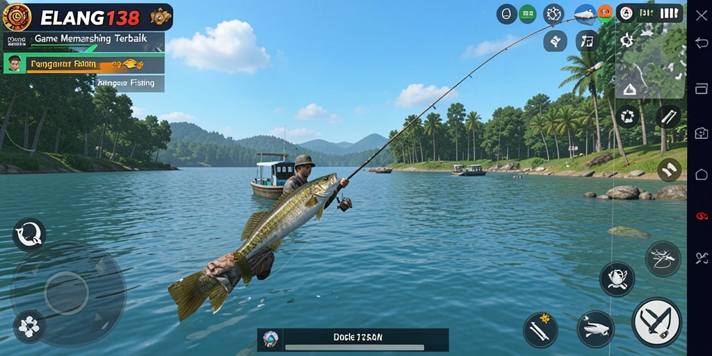 Tangkapan ikan yang menakjubkan di ELANG138 saat gameplay memancing.