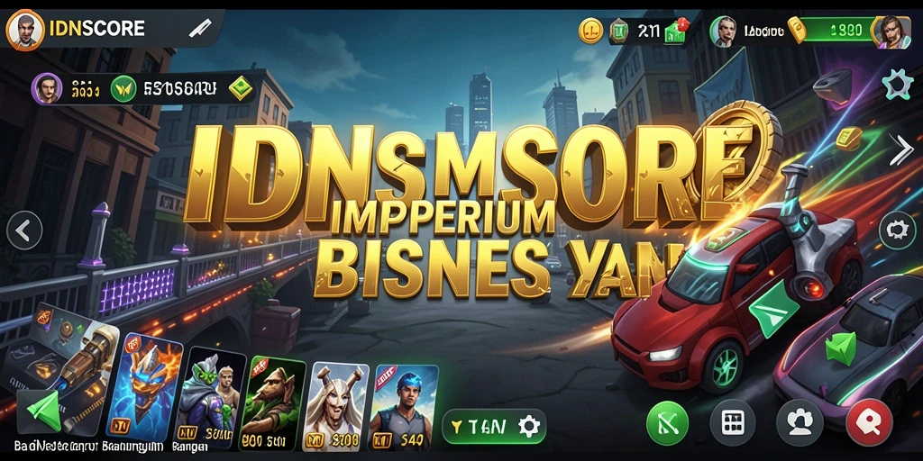 Tampilan gameplay <strong>IDNSCORE</strong> menunjukkan pengelolaan bisnis yang dinamis.