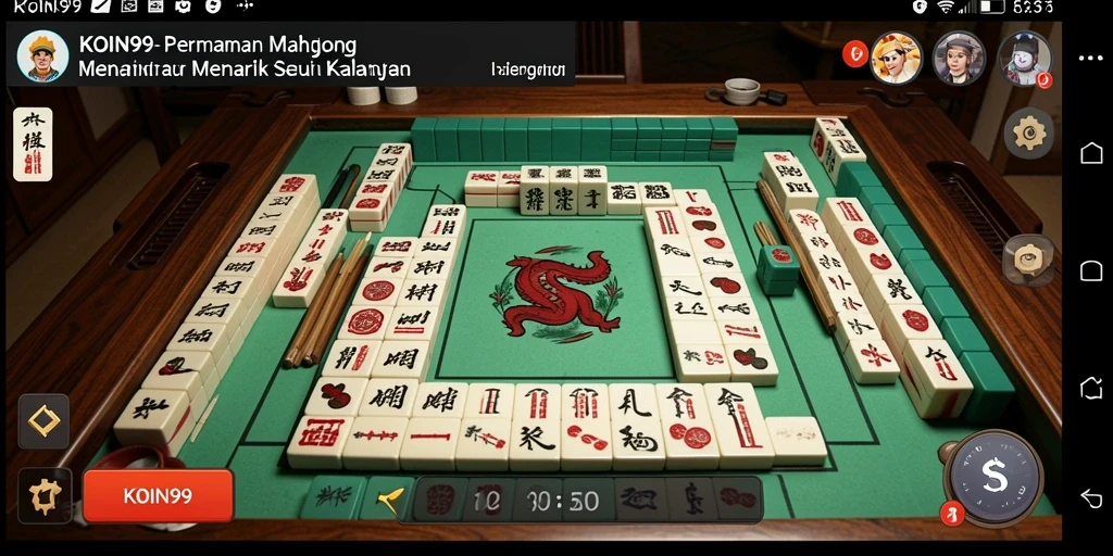 Tangkapan layar permainan KOIN99 menampilkan suasana Mahjong yang seru.