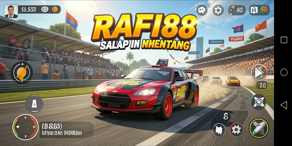 Screenshot gameplay RAFI88 menampilkan aksi balap yang menegangkan.